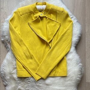 Lauren Ralph Lauren Yellow Zip-Front Knit Jacket